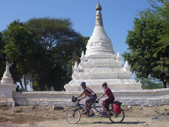 We passed a roadside stupa and posed for a time delay photo.